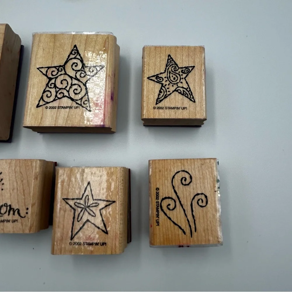 Stampin' Up! Holiday Mounted Rubber Stamp Sets Tree Trimmings Stars To: From: - Picture 11 of 12